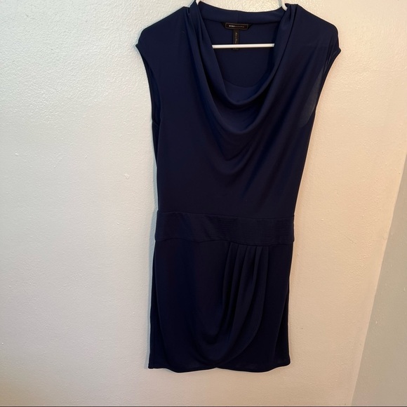 BCBGMAXAZRIA Sleeveless Dress Cowl Neck Navy Blue - Picture 2 of 12
